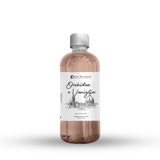 David Alexander Professional Cosmetics  Rezervă Odorizant de Cameră Orhidee și Vanilie 500 ml – Dulce, Floral, Artizanal