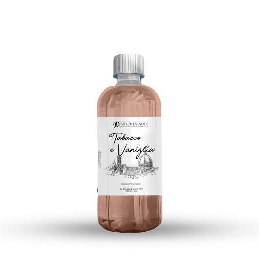 David Alexander Professional Cosmetics  Rezervă Odorizant de Cameră Tutun și Vanilie 500 ml – Cald și Rafinat
