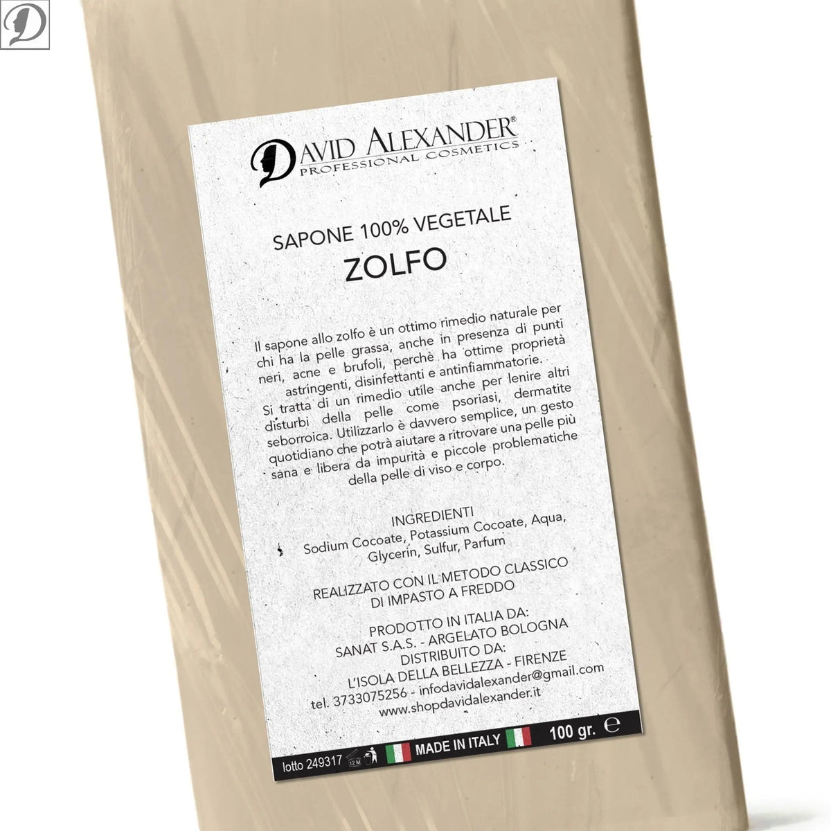 SAPONE VEGETALE ALLO ZOLFO - david alexander skin lab
