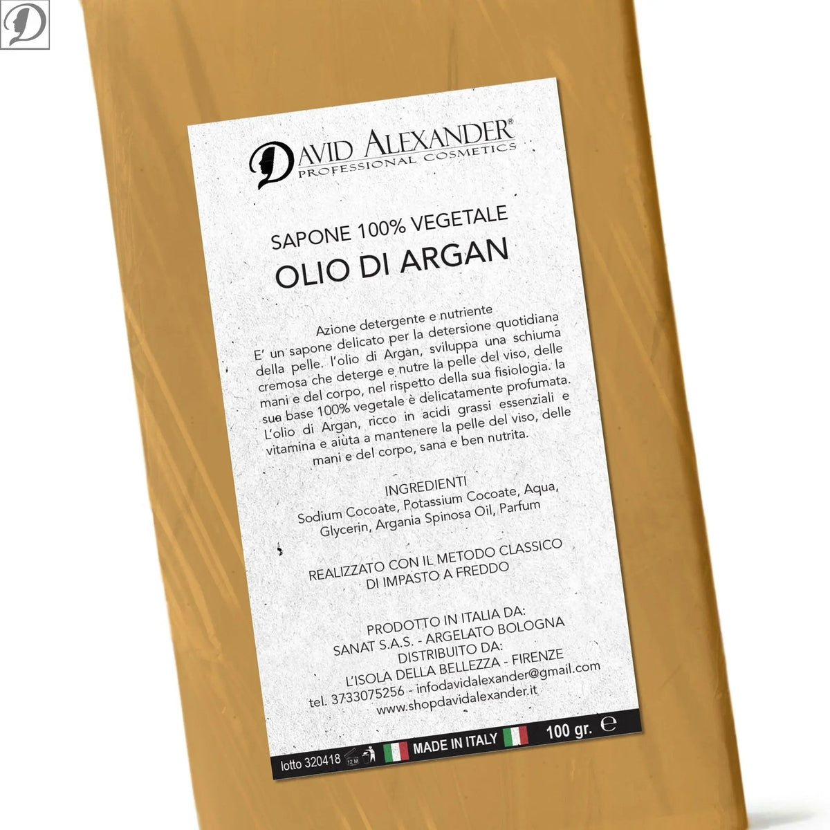 SAPONE VEGETALE ALL'OLIO DI ARGAN - david alexander skin lab